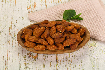 Tasty ripe almond nuts heap