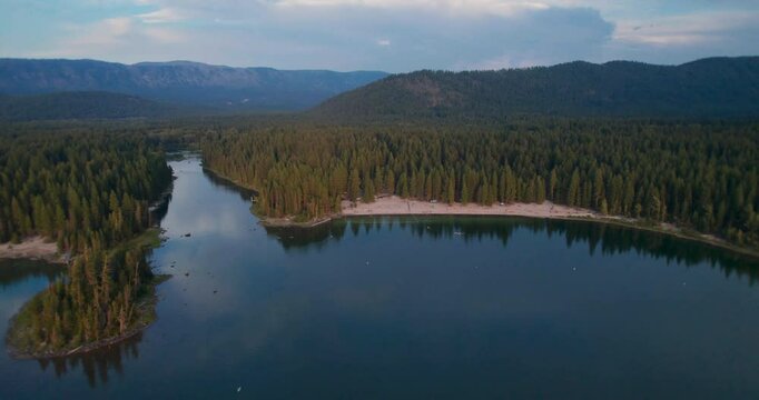 Lake Wenatchee Park Beach Aerial View in Washington State