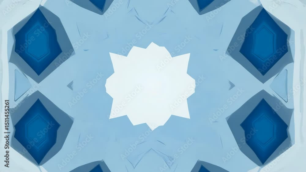 Poster ice kaleidoscope: a symmetrical and mesmerizing kaleidoscope pattern with a cool color palette, evok