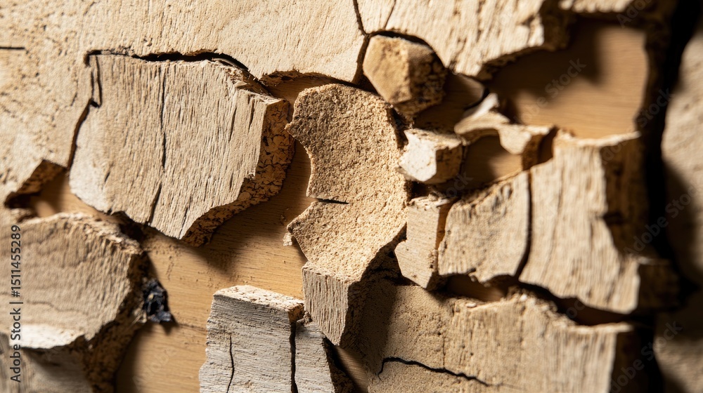 Poster macro of cork panel showing organic structure and clean separation, natural and eco-friendly tone