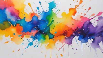 Fototapeta premium Colorful watercolor splatter effect abstract art on white background for creative designs