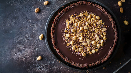Decadent chocolate peanut butter pie with creamy filling and crunchy topping, a dessert to indulge in