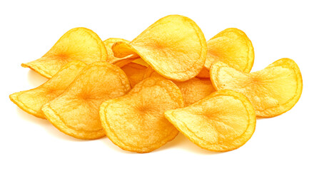 Potato chips on a white background