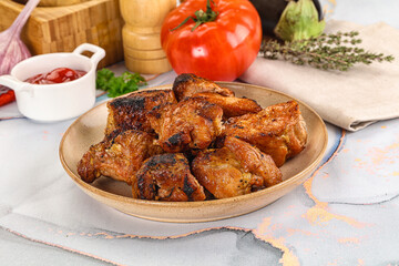 Grilled pork neck meat shashlik