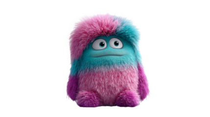 Fluffy blue creature animated movie scene digital art studio environment close-up view character design concept
