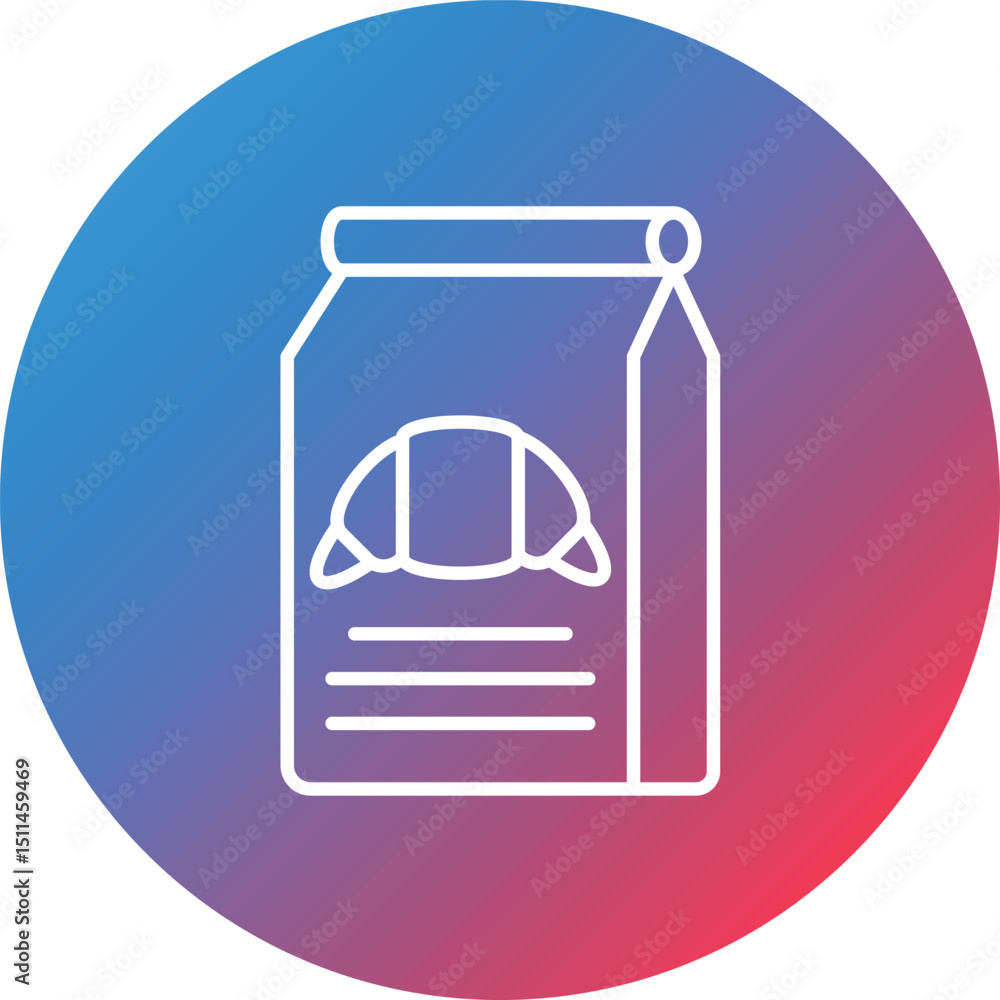 Poster bakery bag line gradient circle background icon