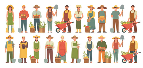 Diverse Group of Farmers Harvesting Fresh Produce