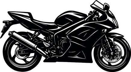 Fototapeta premium Sportbike vector black silhouette print design