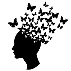 A man dissolving into butterflies