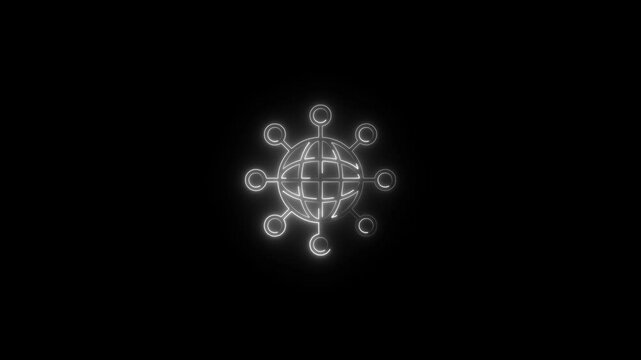 glowing neon development icon animation black background. 4K Video motion graphic animation.