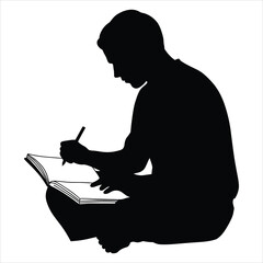 Black silhouette vector of a person massaging their own shoulder with one hand