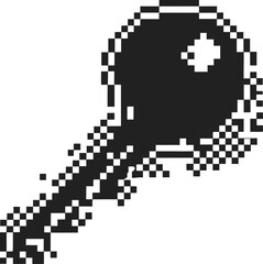 Fototapeta premium retro pixel art key minimalist black and white icon