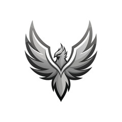 Obraz premium Silver Phoenix Rising Emblem icon vector illustration isolated on white