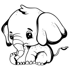 Elephant Cartoon Illustration Outline Animal Cute