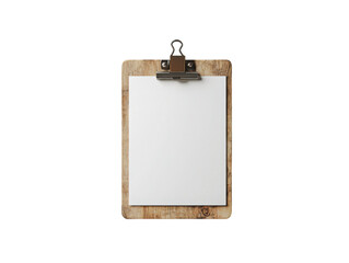 A clipboard with a clip holding a piece of paper