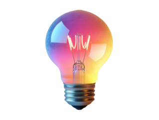 A light bulb with a neon color and a yellow light