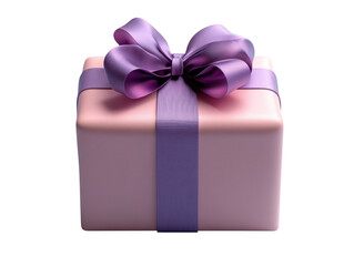Obraz premium A pink box with a purple bow on top