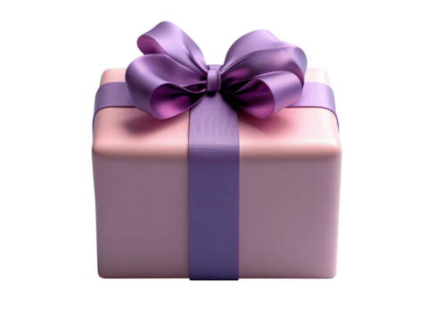 A pink box with a purple bow on top - Powered by Adobe