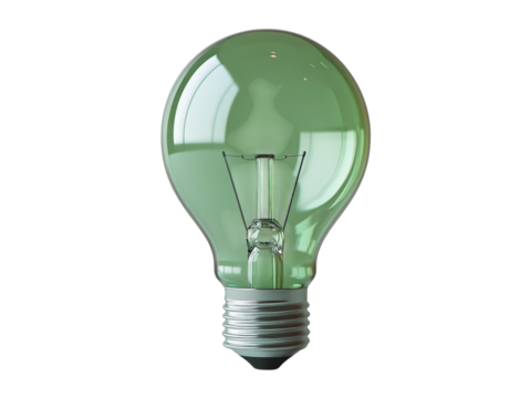 A green light bulb is lit up