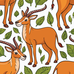 Eland Vector Illustration with Seamless Pattern Design