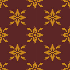Seamless Damask Pattern in Elegant Dark Brown and Gold for Luxury Design