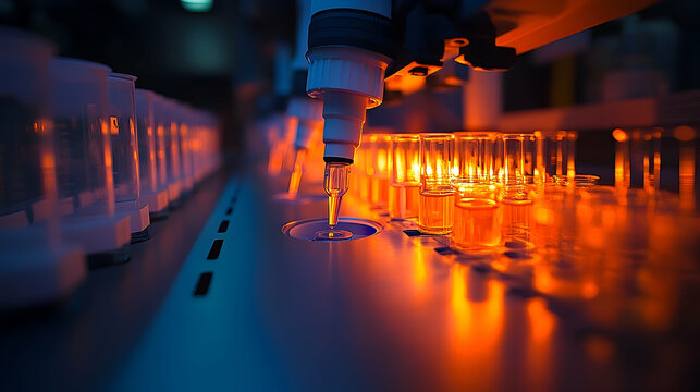 Automated liquid handling process in a laboratory setting.