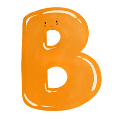 orange alphabet letter b kawaii