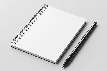 Blank spiral-bound notebook and pen on light surface