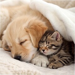 cat and puppy