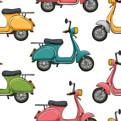 Scooter Vector Illustration with Seamless Pattern Design