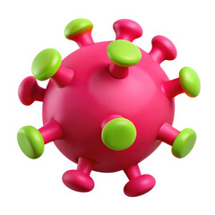 3D illustration of Colorful virus model with protruding spikes.