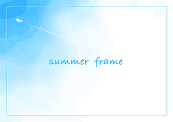 飛行機雲と夏空のフレーム