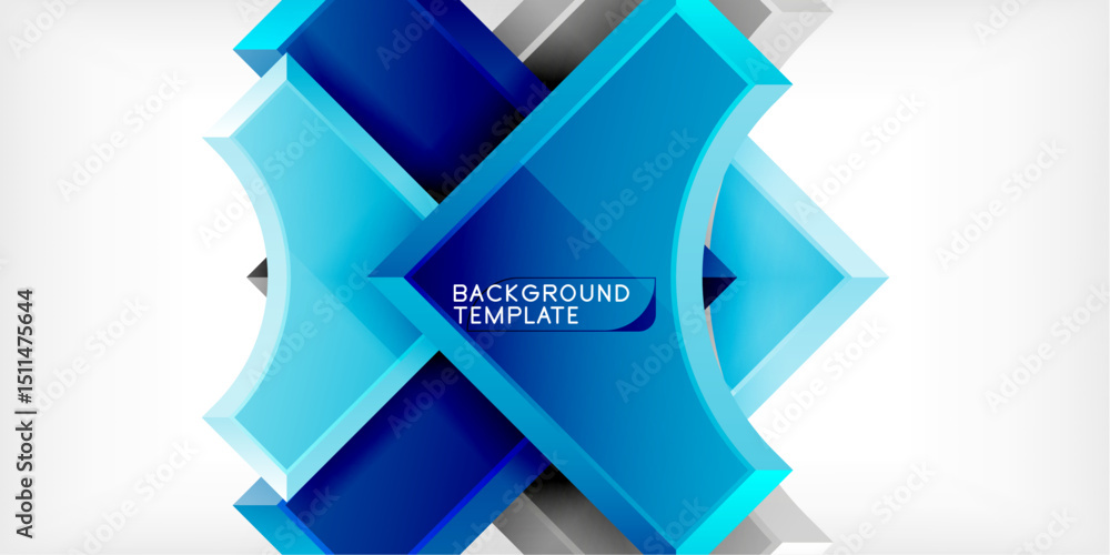 Fototapete Abstract blue design. Geometric shapes create dynamic visual effect. Modern template suitable for backgrounds, presentations, branding. Bright, clean aesthetic.