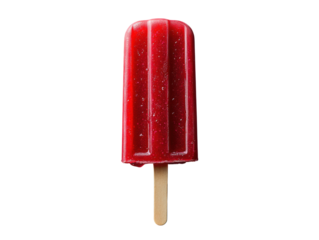 A red popsicle with a wooden stick