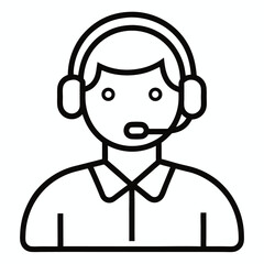 Customer support outline icon on white background