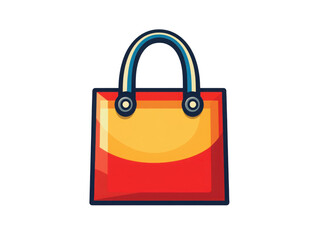 A red and yellow shopping bag with a blue handle