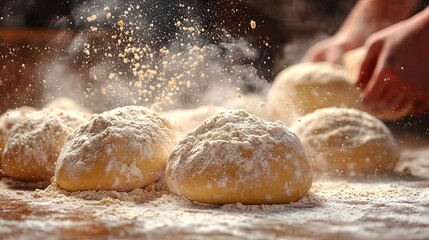 Obraz premium Baker Shaping Dough with Flour Dust.