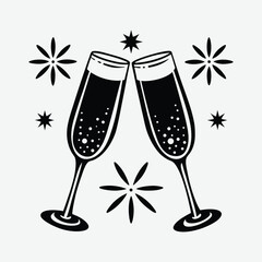 Cheers to a Celebration Two Champagne Flutes Toasting.