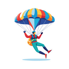 Colorful illustration of a skydiver in mid-jump.