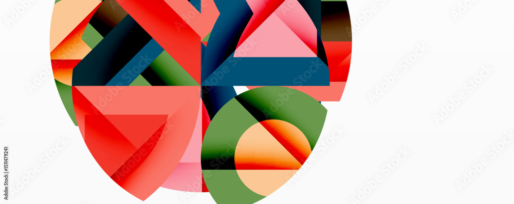 Aufkleber Abstract geometric composition. Shapes overlap, creating vibrant colorful design. Modern art, digital illustration.