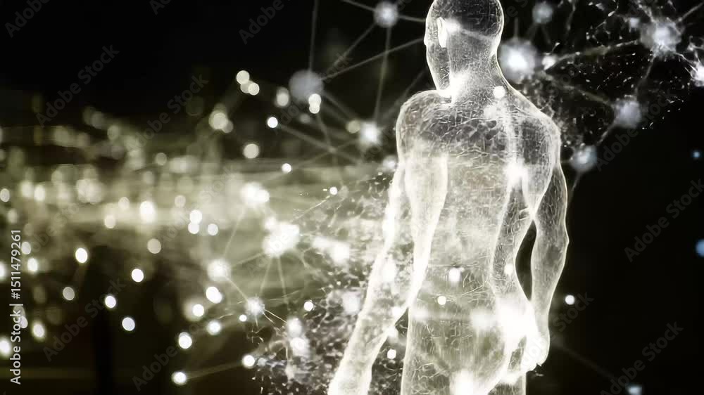 Poster Exploring a network of connections visualized over a human body model in augmented reality, network of connections over human body model