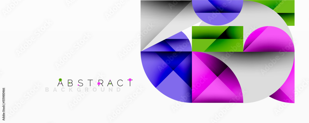 Fototapete Modern abstract design. Overlapping shapes create vibrant, dynamic composition. Bright colors contrast against white space.