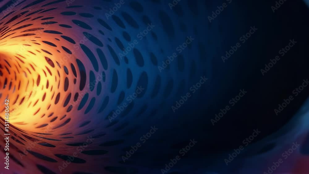 Poster wormhole structure showcasing vibrant colors and intricate patterns in a space environment, animated