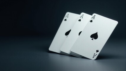 Three Aces Playing Cards Close-Up