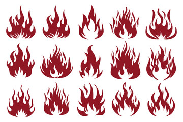 
Set of red and Black fire flame Fire Icons 