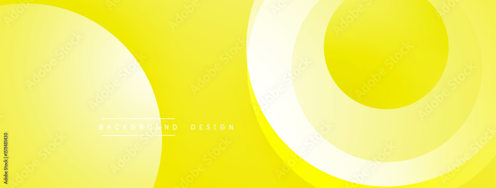 Poster bright yellow abstract background. overlapping circles create dynamic visual effect. simple design, 