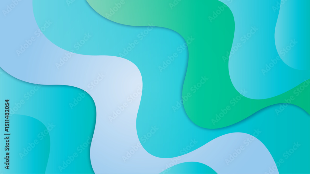 Aufkleber green gradient background with soft amorphous shapes for modern designs and calming visuals, creatin