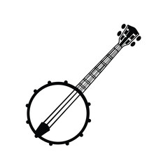 Banjo Instrument silhouette vector art illustration. Black music instrument rock, jazz silhouette. music band vector illustration icons set Vector design.
