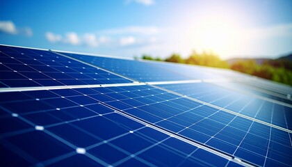 Close-Up of Modern Solar Cell Panel in Sunlight
