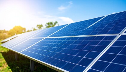 Close-Up of Modern Solar Cell Panel in Sunlight

